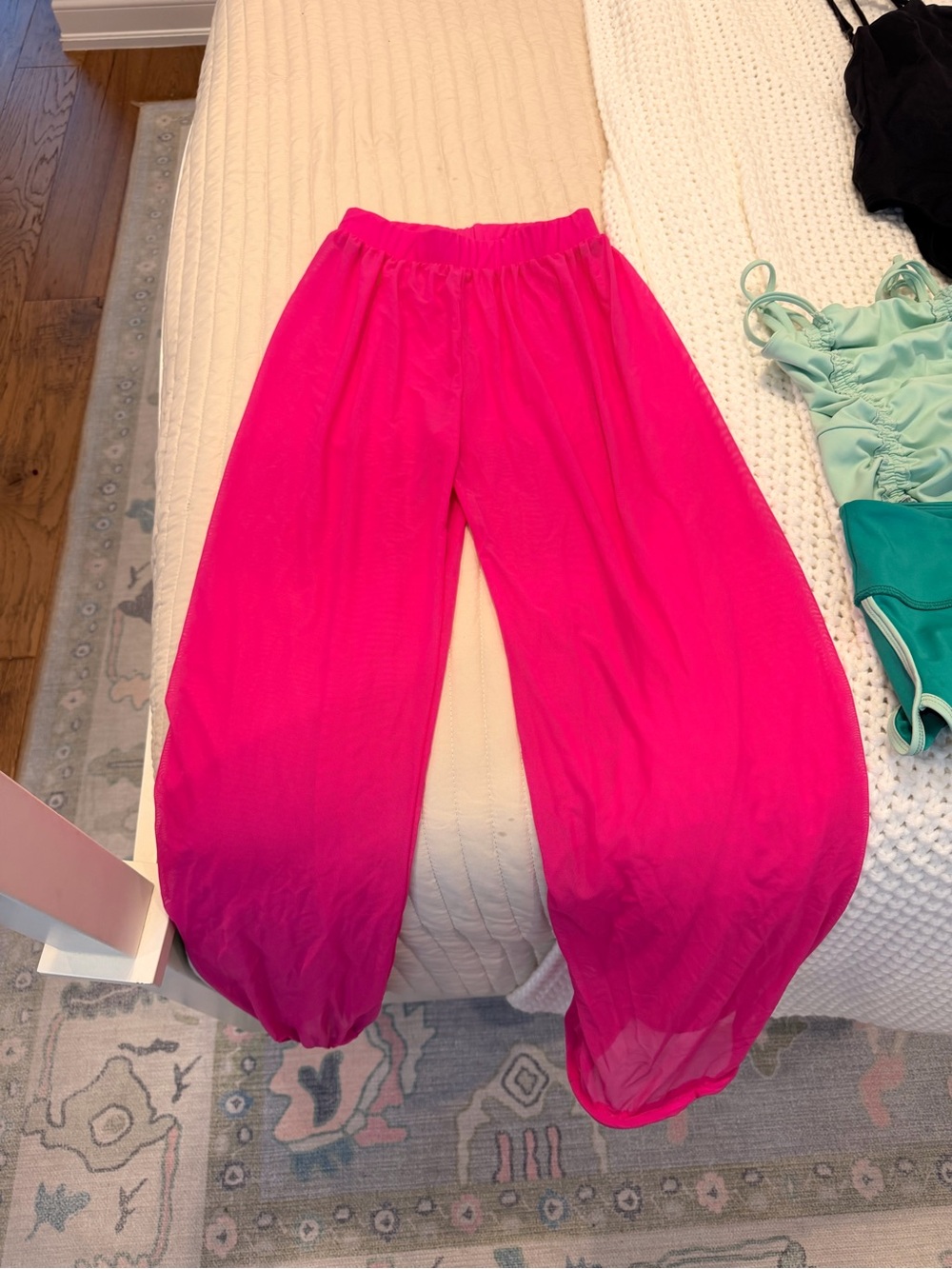 Tiger Friday Breezy Babe Mesh Pants PopStar Pink Wide Leg Dance Child XL